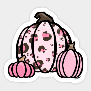 Pink Leopard Print Pumpkin Sticker